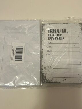 Bruh. You're Invited Black & White Party Invitation Cards